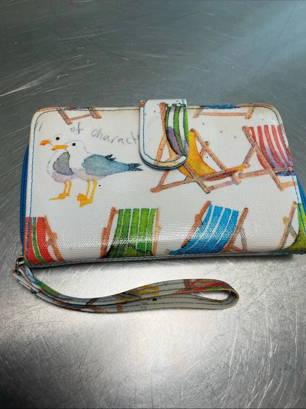 Kelly & Katie Oil Cloth seaside motif wallet/ wristlet.